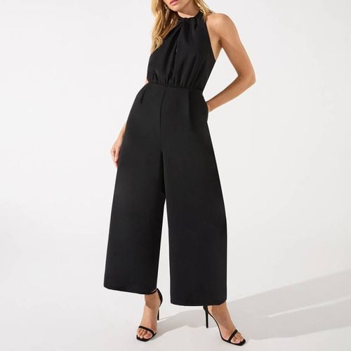 Black Twist Neck Culotte Jumpsuit - Ro & Zo - Modalova