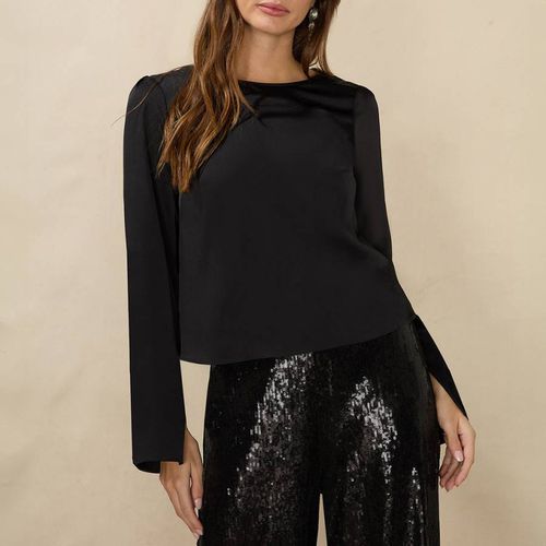 Black Satin Cowl back Top - Ro & Zo - Modalova