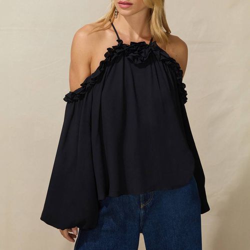 Black Corsage Halter Top - Ro & Zo - Modalova