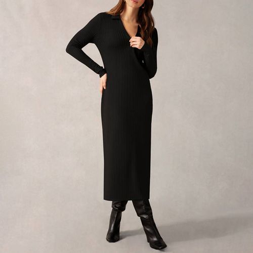 Black Collared Rib Jersey Dress - Ro & Zo - Modalova