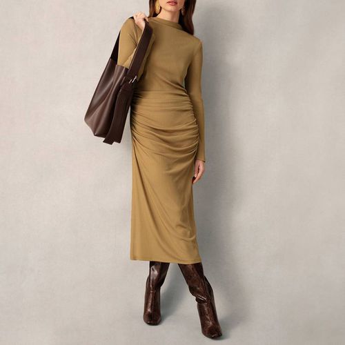 Tan Rib Jersey Gathered Dress - Ro & Zo - Modalova