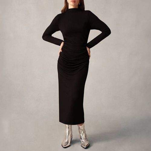 Black Rib Jersey Gathered Dress - Ro & Zo - Modalova