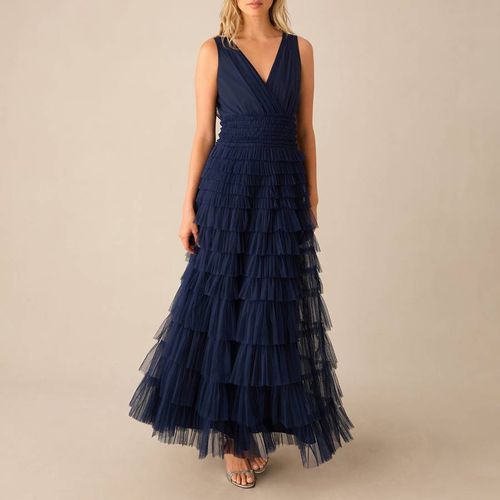 Navy Tulle Tiered Maxi Dress - Ro & Zo - Modalova