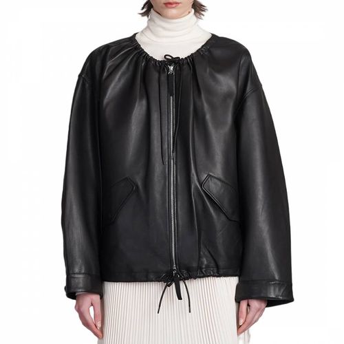 Black Ruched Leather Jacket - HELMUT LANG - Modalova