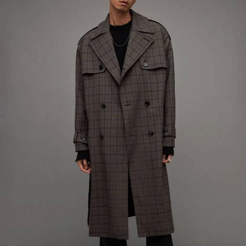 Brown Castor Check Trench Coat - AllSaints - Modalova