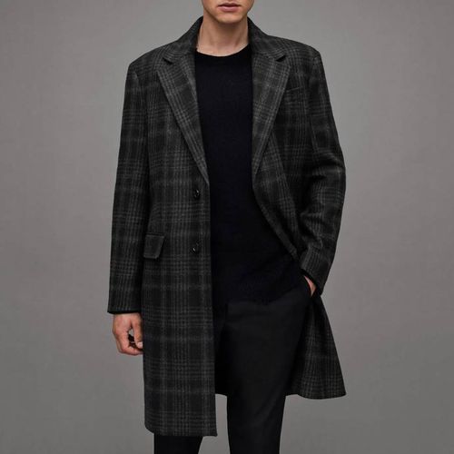 Black Sargas Check Wool Blend Coat - AllSaints - Modalova