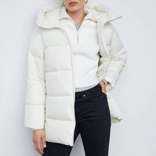 White Hooded Quilted Coat - Mango - Modalova