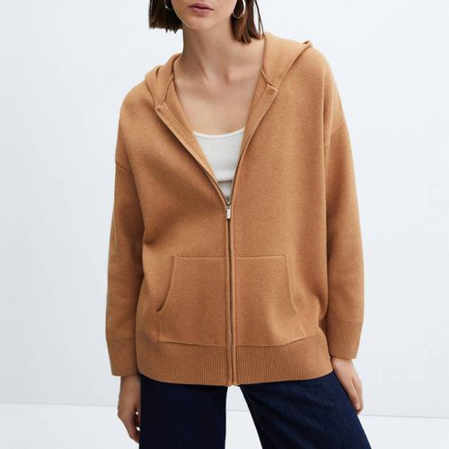 Brown Zip-Up Knitted Sweatshirt - Mango - Modalova