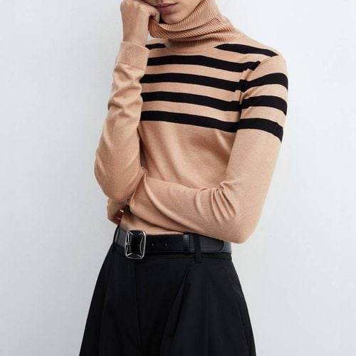 Camel Fine-Knit Turtleneck Jumper - Mango - Modalova