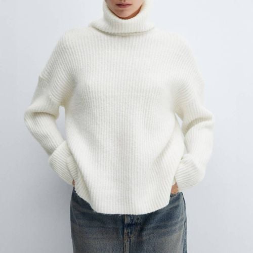 Ivory Roll Neck Ribbed Jumper - Mango - Modalova