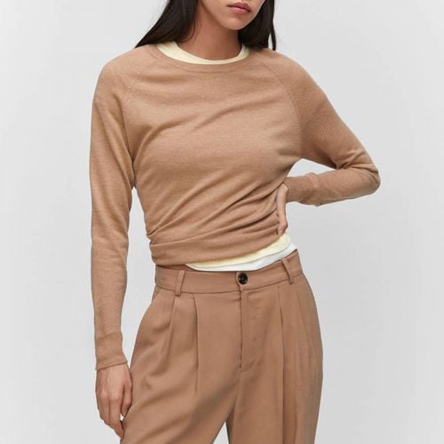 Camel Fine Knit Jumper - Mango - Modalova