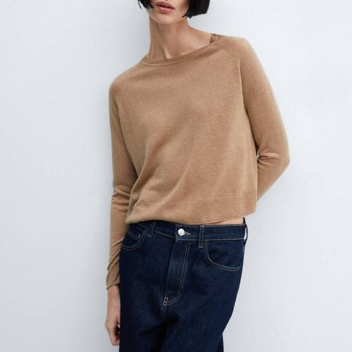 Camel Round Neck Jumper - Mango - Modalova