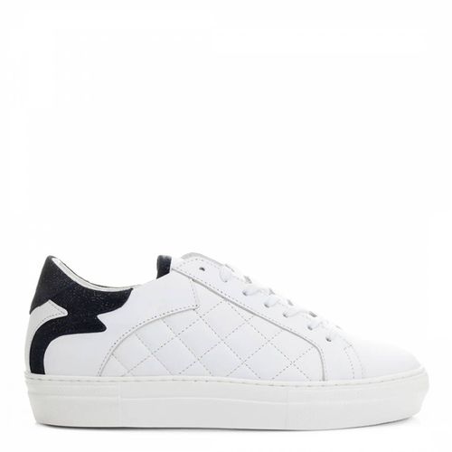 White/Navy Leather Moocher Trainer - French Sole - Modalova