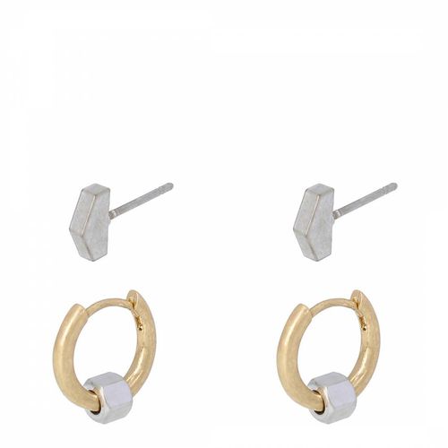 Brass Silver Huggies & Stud Set - AllSaints - Modalova