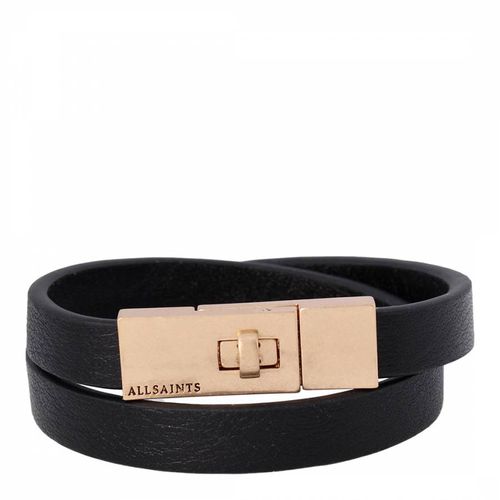 Brass Turnlock Wide Leather Double Wrap Belt Bracelet - AllSaints - Modalova