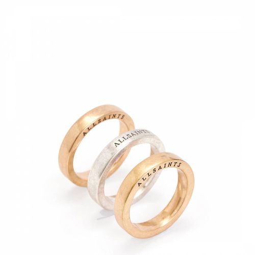 Brass Silver Logo Ring Set - AllSaints - Modalova