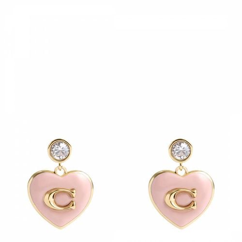 Pink Enamel Heart Drop Earrings - Coach - Modalova