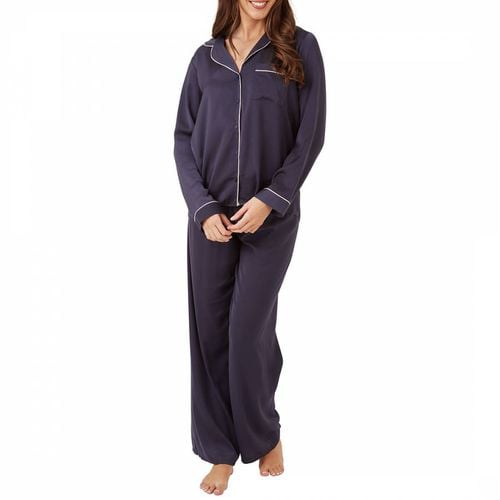 Midnight Navy Plain Satin Pyjama - Indigo Sky - Modalova