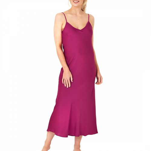 Rosy Red Plain Satin Nightdress - Indigo Sky - Modalova