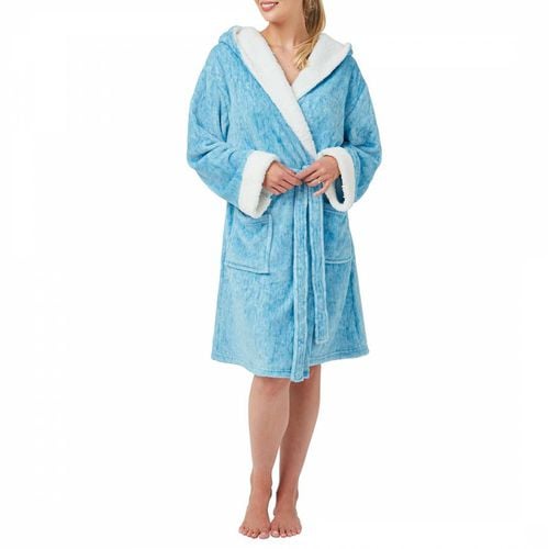 Duck Egg Sherpa Fleece Robe shawl Collar - Indigo Sky - Modalova