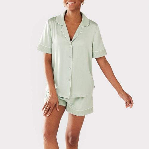 Sage Satin Button Up Short Pyjama Set - Chelsea Peers - Modalova