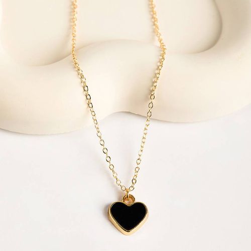 And Black Heart Pendant Necklace - Elika - Modalova