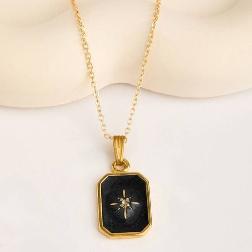 Gold and Black Pendant Necklace - Elika - Modalova