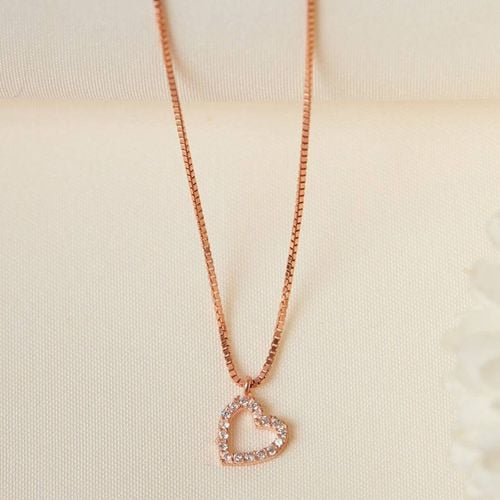 Rose Gold Heart Pendant Necklace - Elika - Modalova