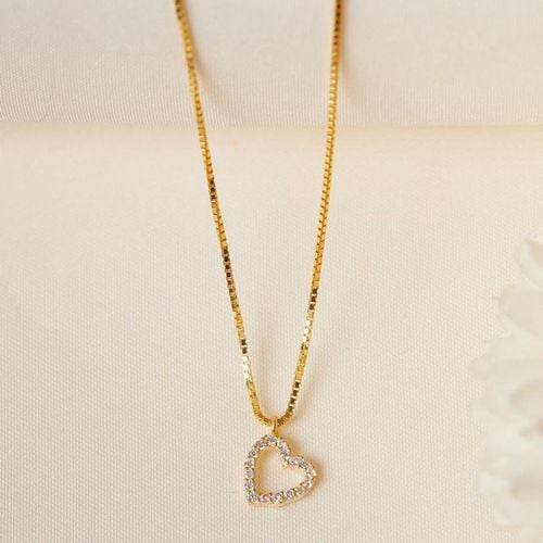 Gold Heart Pendant Necklace - Elika - Modalova