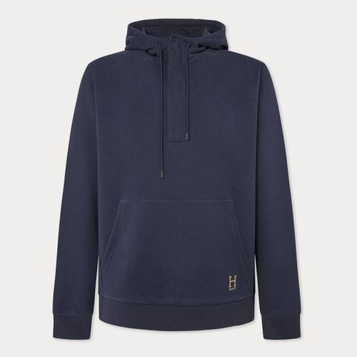 Navy Embroidered Cotton Hoodie - Hackett London - Modalova