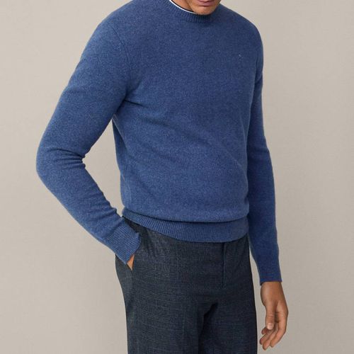 Blue Crew Neck Lambswool Jumper - Hackett London - Modalova