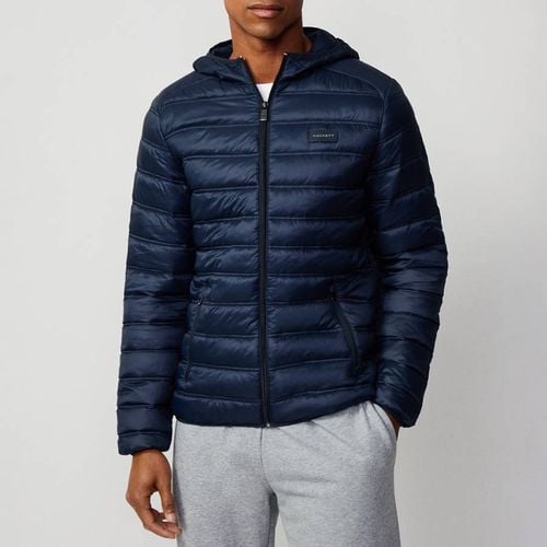 Navy Quilted Hooded Jacket - Hackett London - Modalova