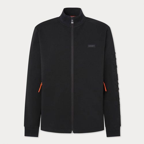 Black Cotton Blend Zip Up Jacket - Hackett London - Modalova