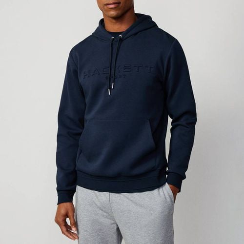 Navy Embossed Cotton Blend Hoodie - Hackett London - Modalova