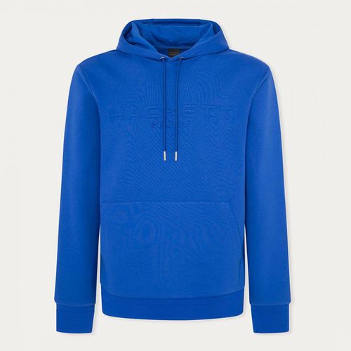 Blue Embossed Cotton Blend Hoodie - Hackett London - Modalova