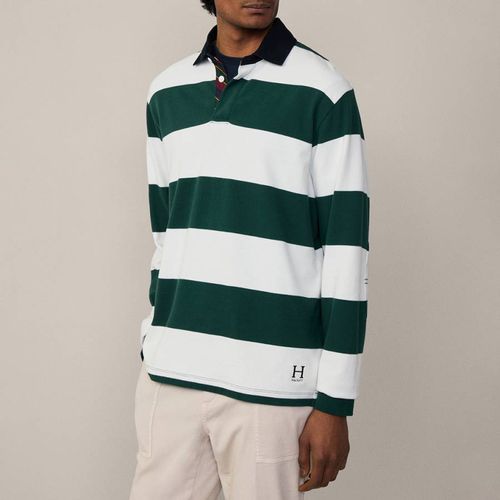 Green Striped Cotton Polo Shirt - Hackett London - Modalova