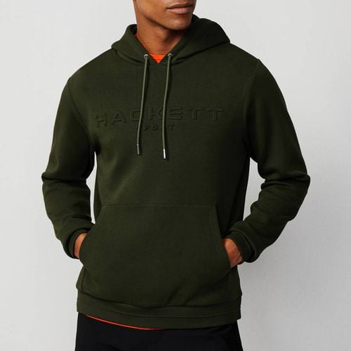 Khaki Embossed Cotton Blend Hoodie - Hackett London - Modalova