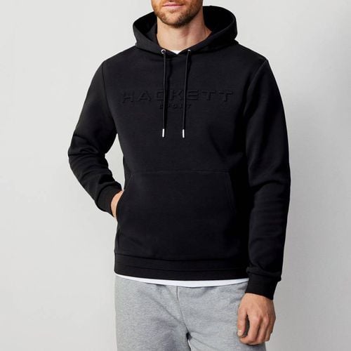 Black Embossed Cotton Blend Hoodie - Hackett London - Modalova