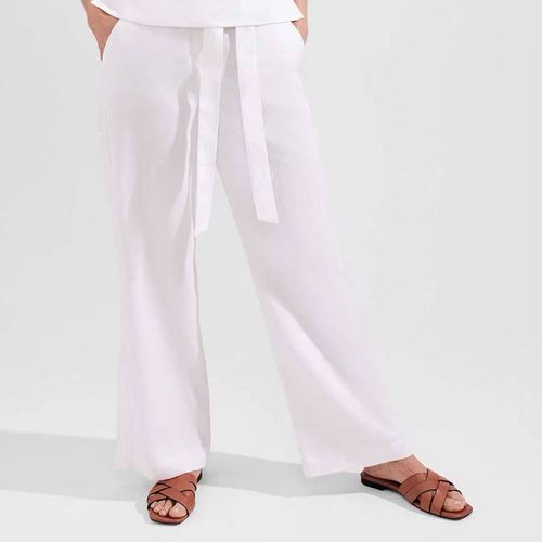 White Jacqui Linen Tie Trousers - Hobbs London - Modalova