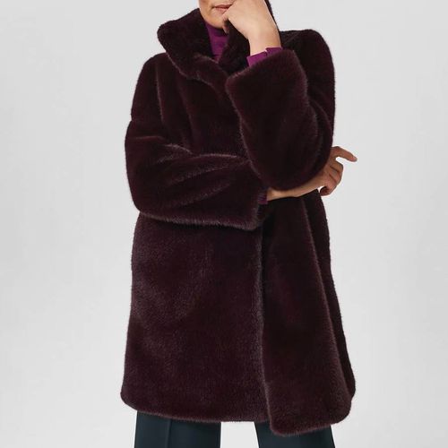 Dark Red Maddox Faux Fur Coat - Hobbs London - Modalova