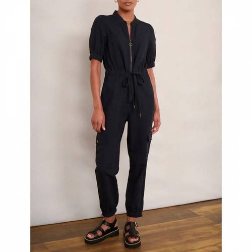 Navy Una Linen Blend Jumpsuit - Wyse - Modalova