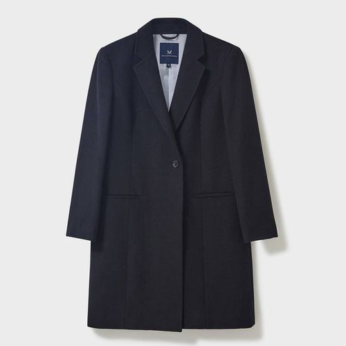 Navy Wool Blend Crombie Coat - Crew Clothing - Modalova