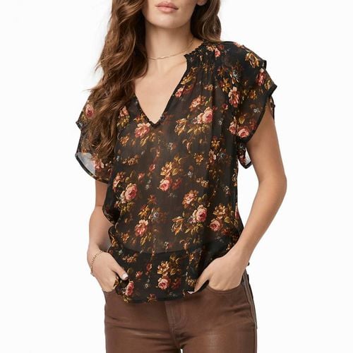 Brown Floral Silk Ally Top - Paige - Modalova