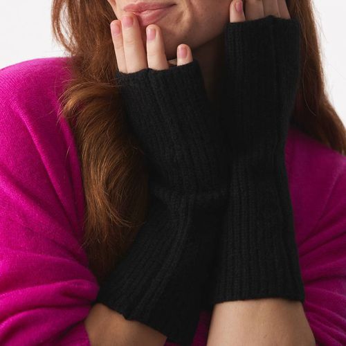 Black Ribbed Wrist Warmers - Laycuna London - Modalova