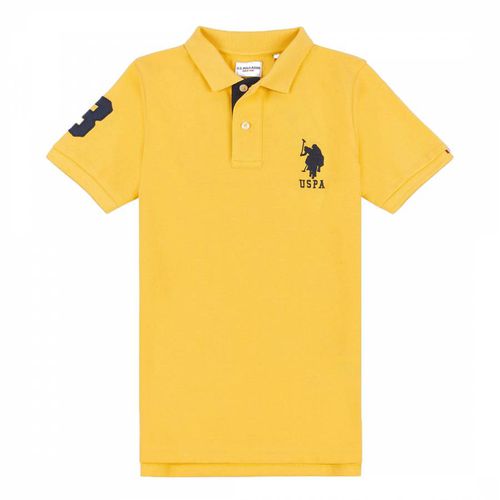 Boy's Yellow Pique Cotton Polo Shirt - U.S. Polo Assn. - Modalova