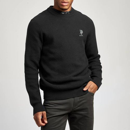 Black Waffle Knit Cotton Jumper - U.S. Polo Assn. - Modalova