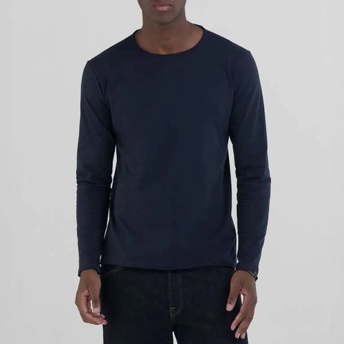 Navy Long Sleeved Cotton T-Shirt - Replay - Modalova