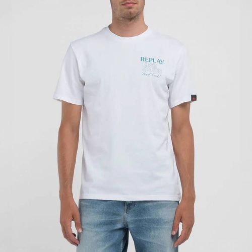 White Printed Jersey T-Shirt - Replay - Modalova