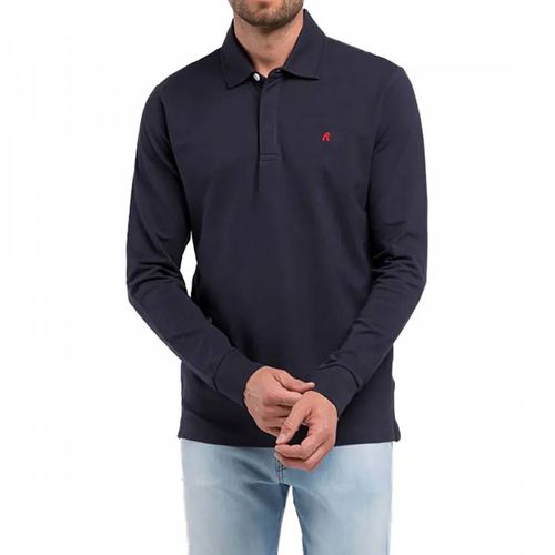 Navy Long Sleeve Polo Shirt - Replay - Modalova