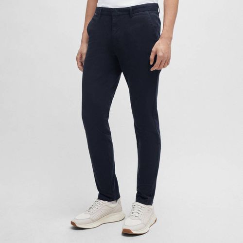 Navy Slim Stretch Cotton Blend Chinos - BOSS - Modalova